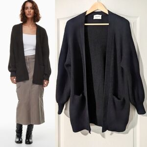 Wilfred Free | Unwind Merino Wool Open-Front Cardigan In Black